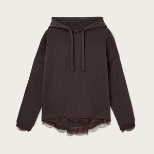 ALL SAINTS Nia Lace Brown Hoodie XS